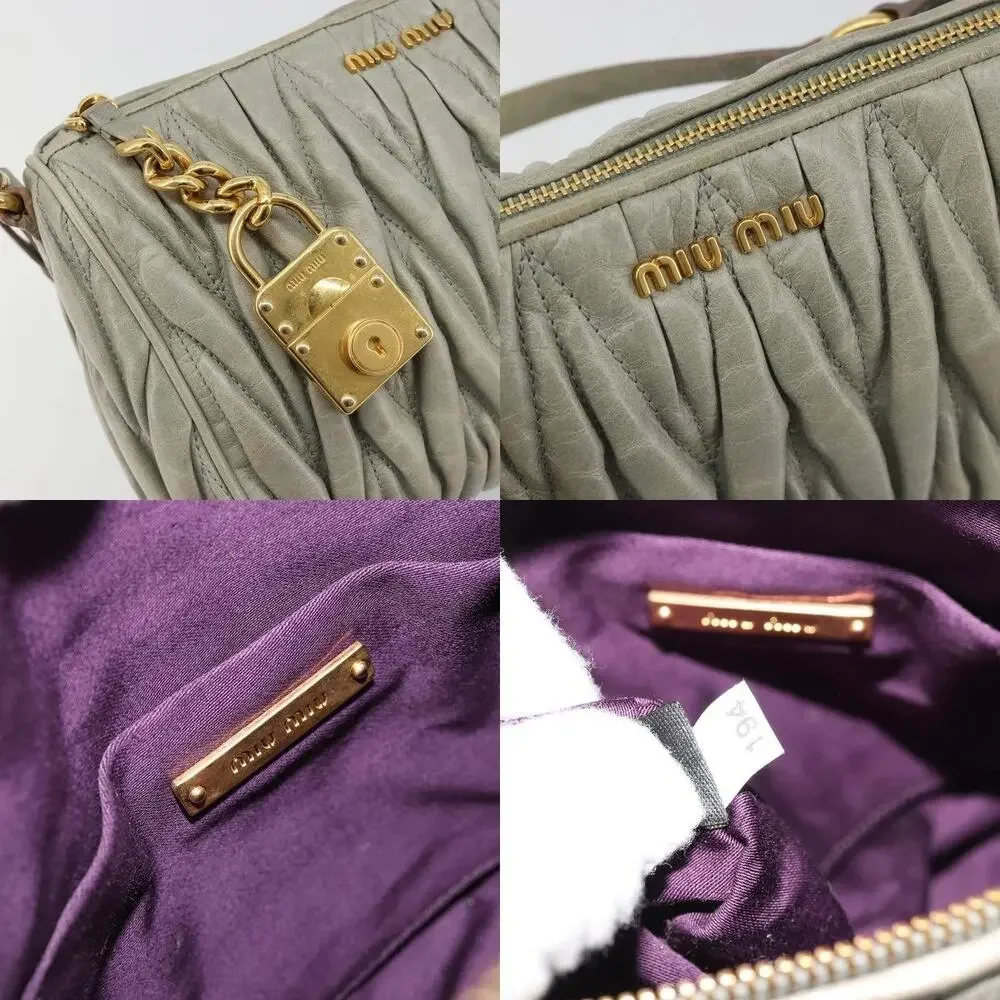 Miu Miu Matelasse Accessory Pouch Gray